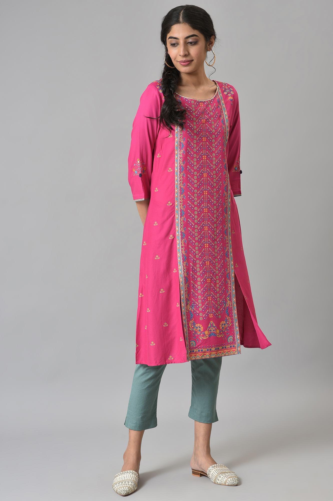 Aqua Blue Cotton Blend Slim Pants - Image 5