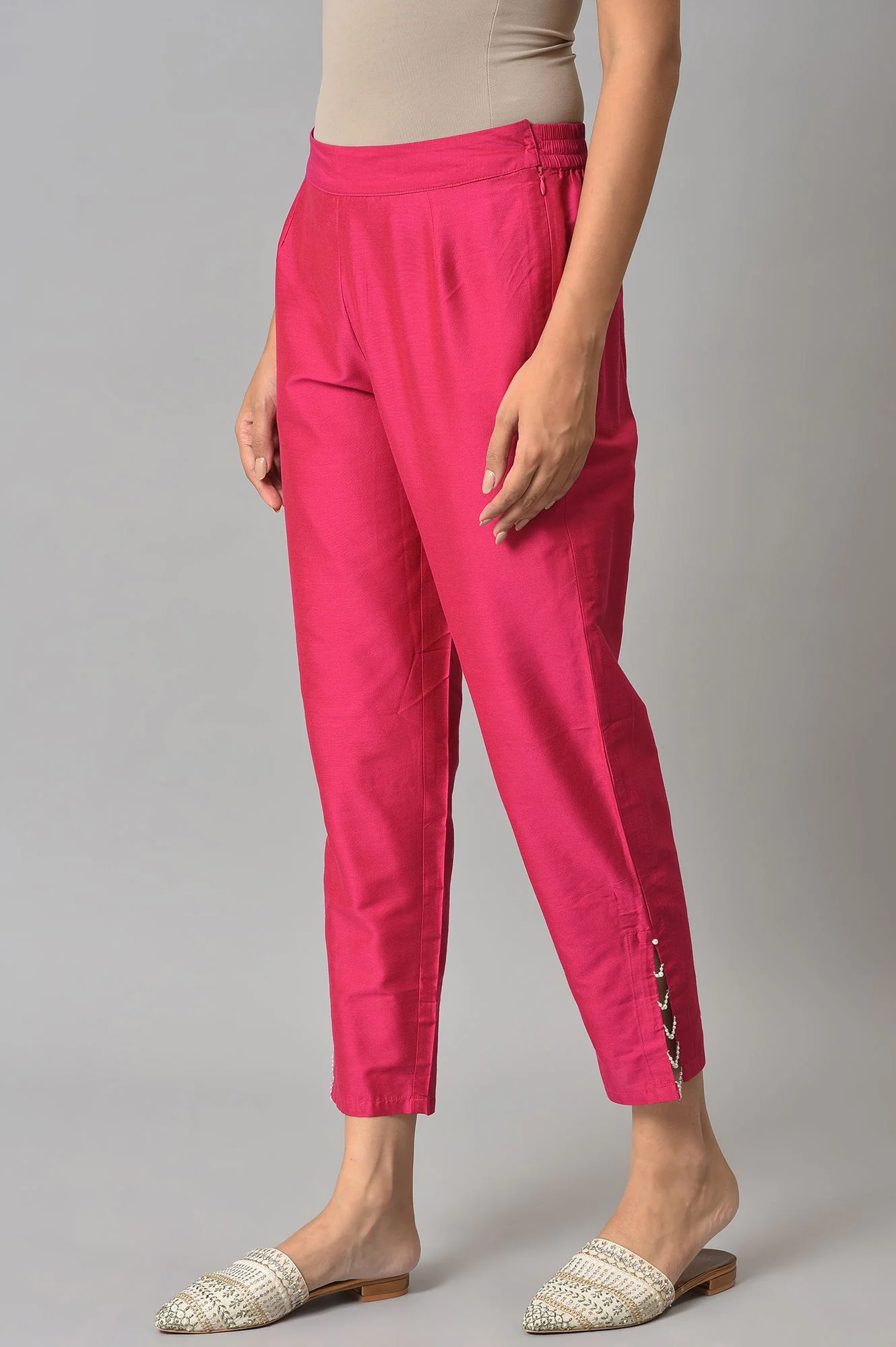 Beige And Dark Pink Slim Pants Combo - Image 5
