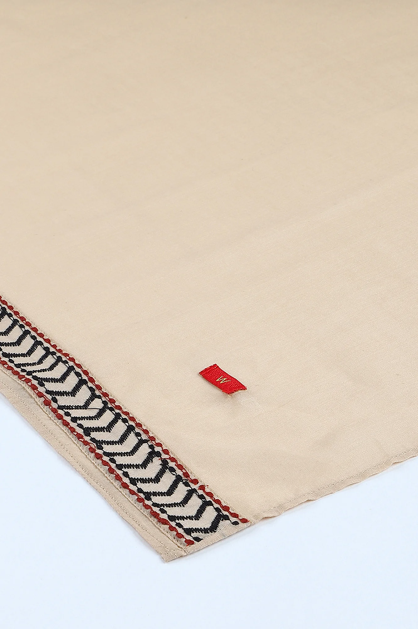 Beige Embroidered Cotton Voile Dupatta - Image 4