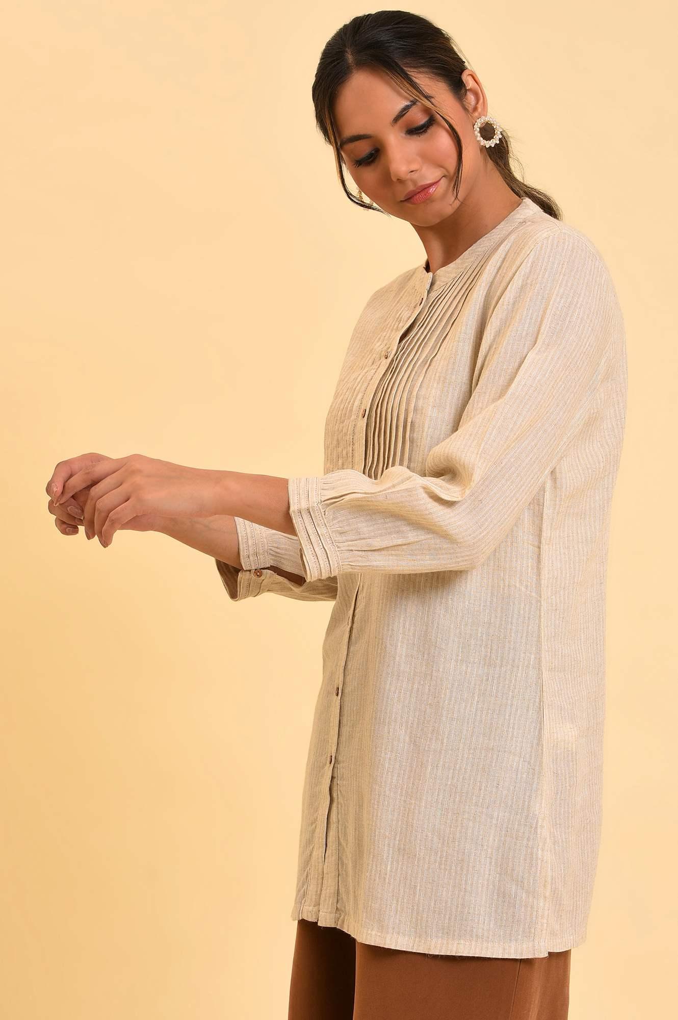 Beige Pleated Western Top - Image 3