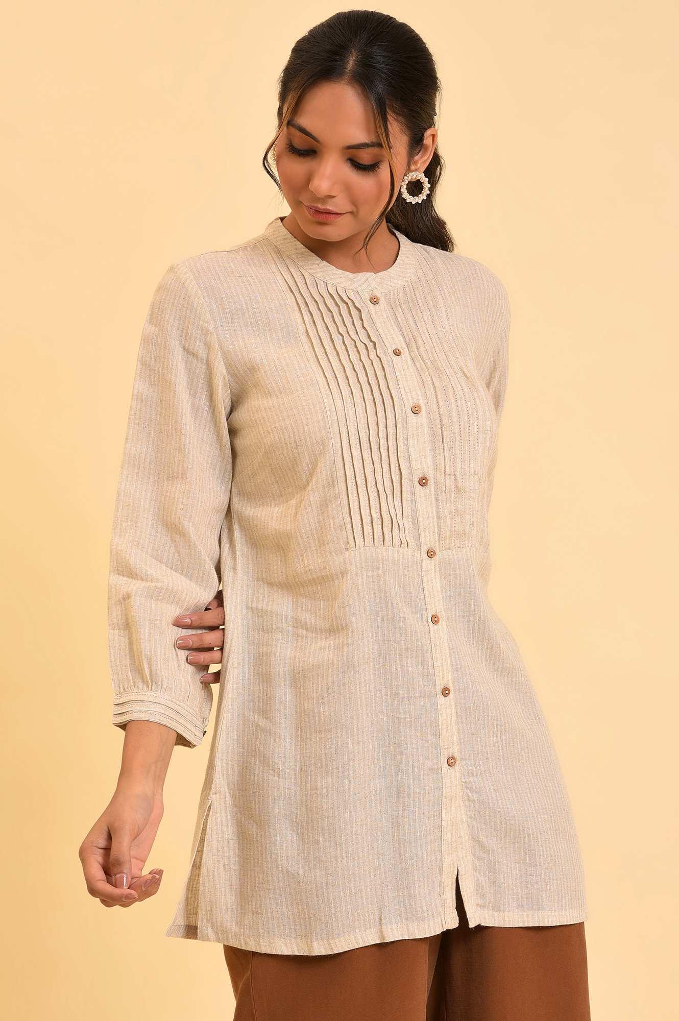 Beige Pleated Western Top - Image 4