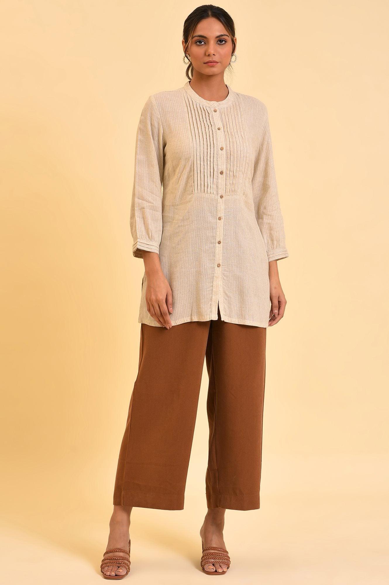 Beige Pleated Western Top - Image 5