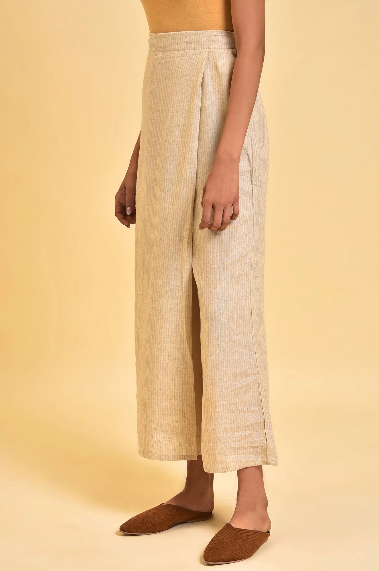 Beige Rayon Flared Kurta and Parallel Pant Set - Image 4