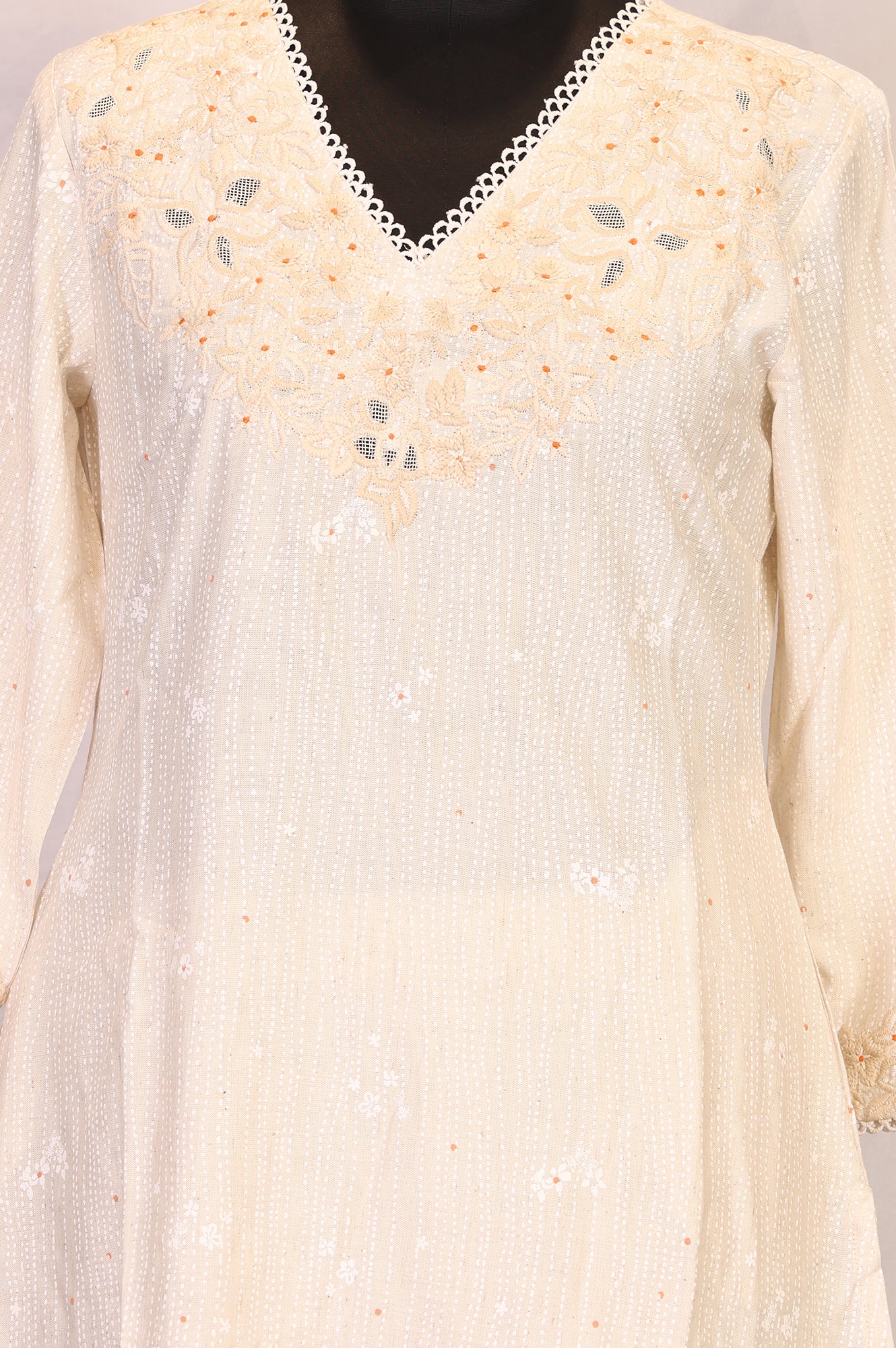 Beige Embroidered Rayon Straight Kurta with Pants Set - Image 2