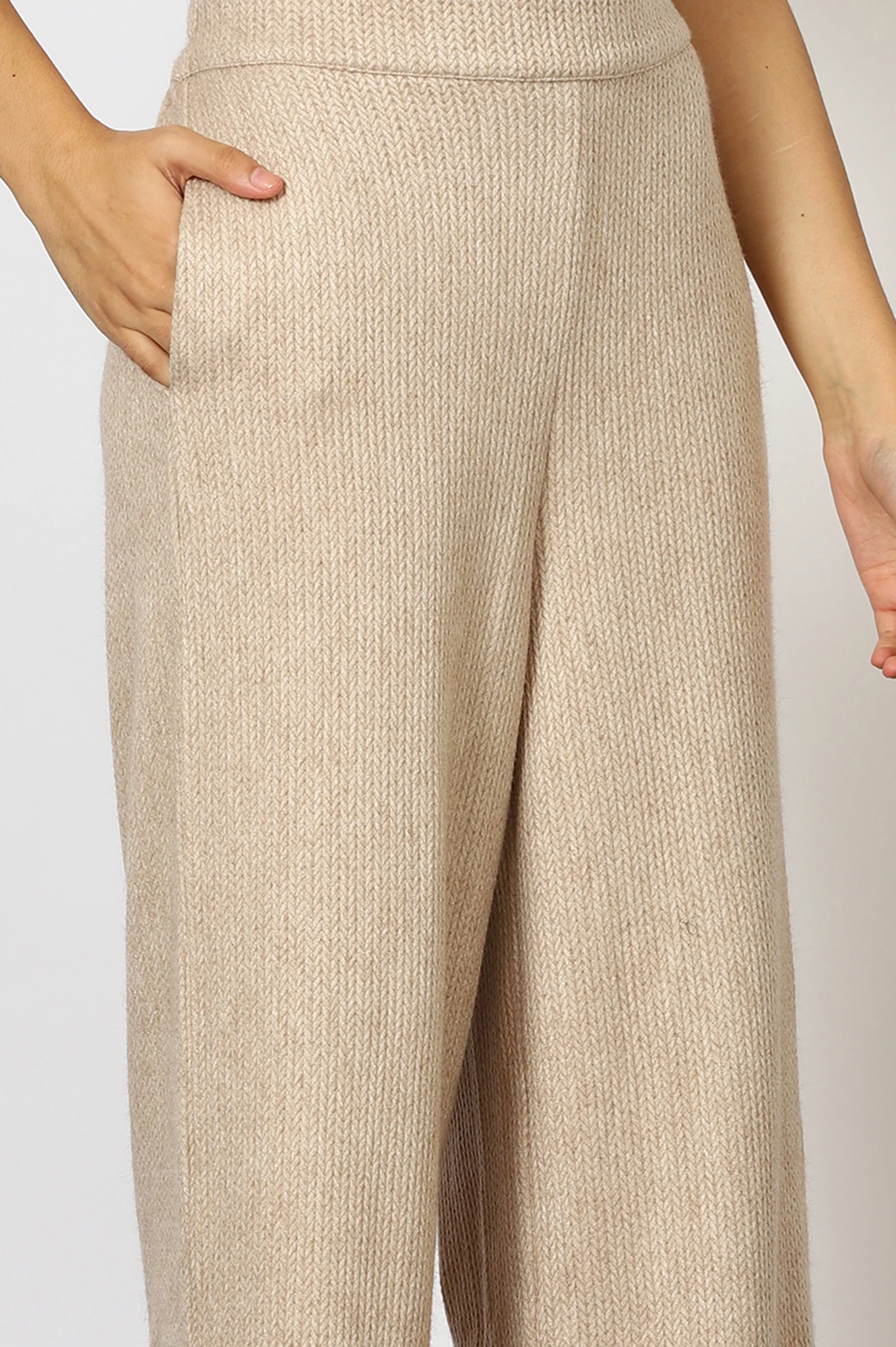 Beige Solid Rayon Parallel Pants - Image 7