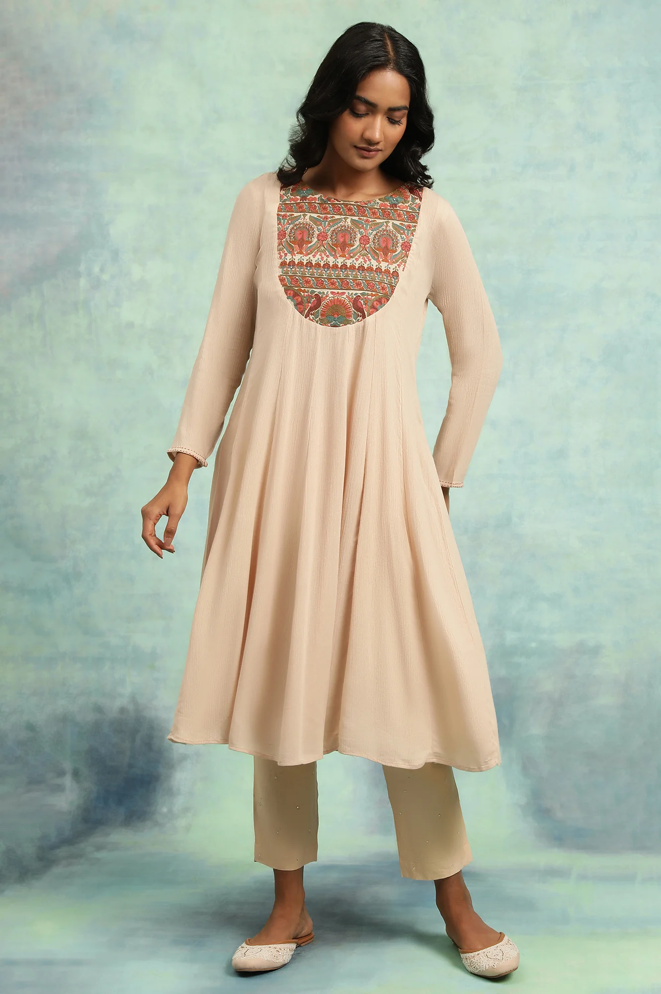 Beige Solid Slim Pants - Image 5