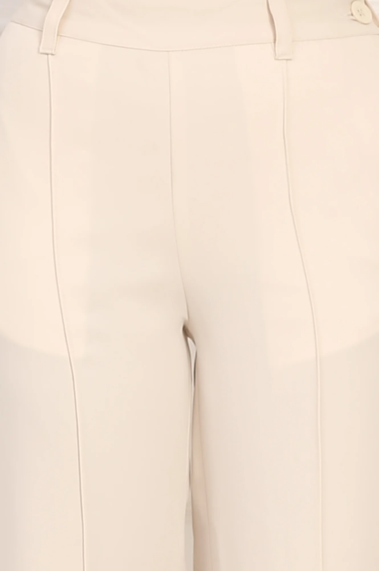 Elleven Women's Beige Solid Straight Woven Pant Pant with YKK Zipper - Image 6