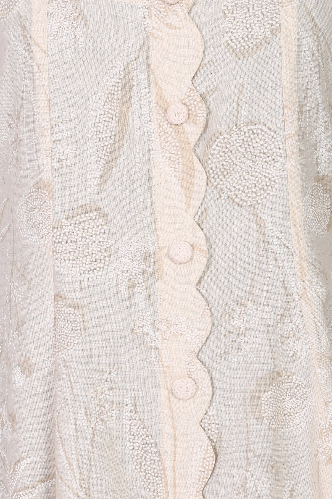 Beige Textured Cotton Blend Embroidered A-line Western Dress - Image 2