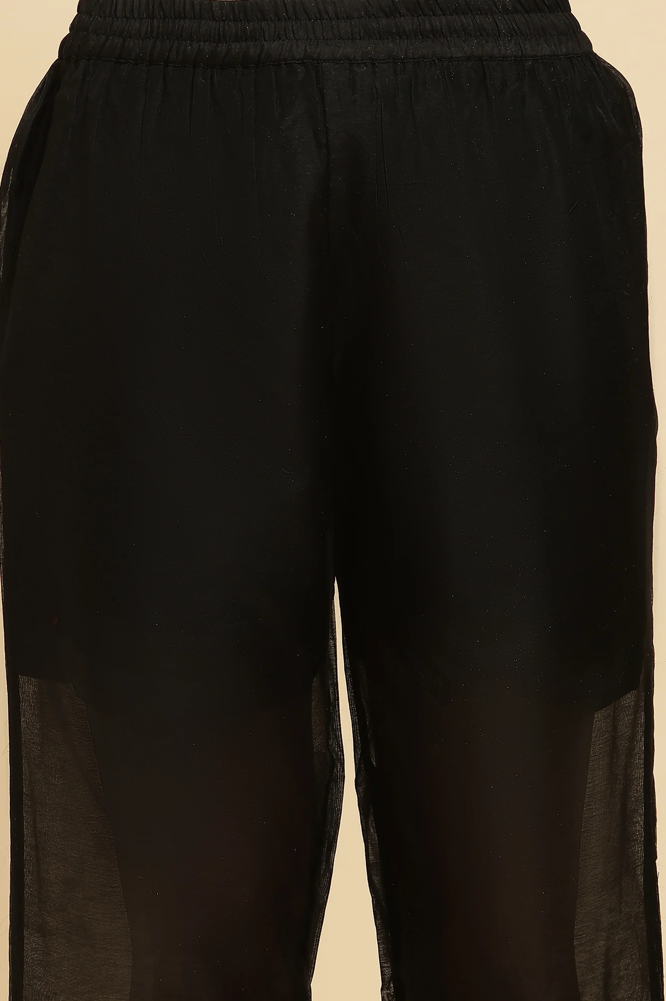 Black A-Line Chanderi Embroidered Kurta, Pants And Dupatta Set - Image 8