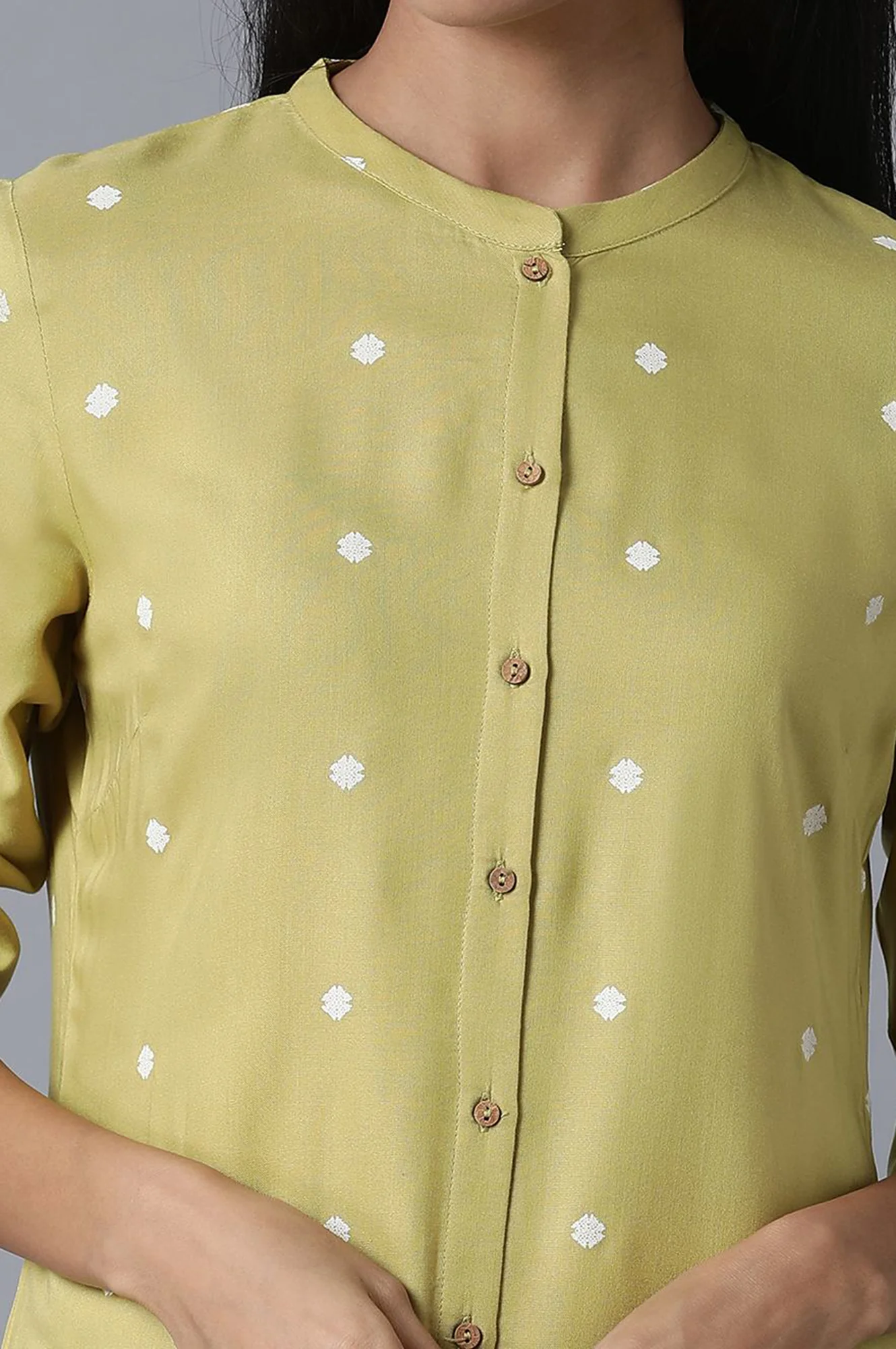 Black And Lime Green Printed Mandarin Collar Straight Kurta Combo - Image 3