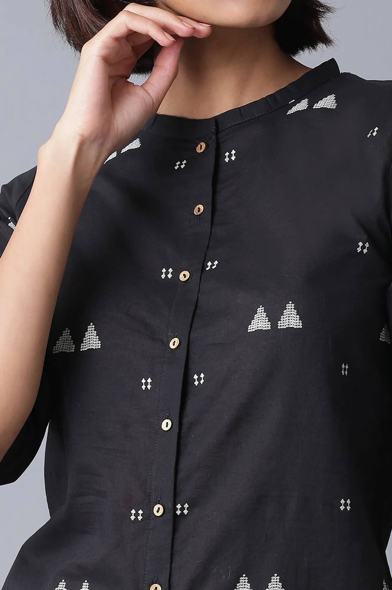 Black And Lime Green Printed Mandarin Collar Straight Kurta Combo - Image 4