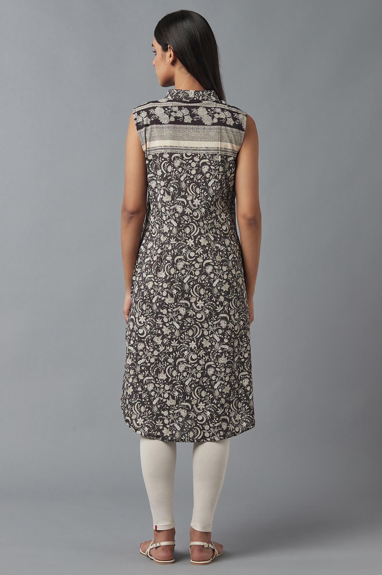 Black and White Shirt Collar kurta - Image 2