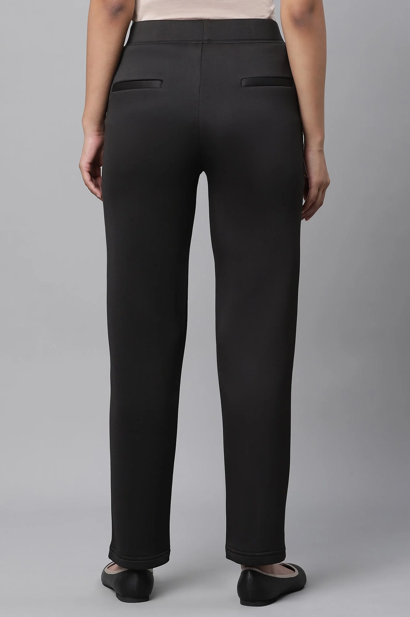 Elleven Women's Black Solid Straight Fit Pants With Side Pockets - Image 3