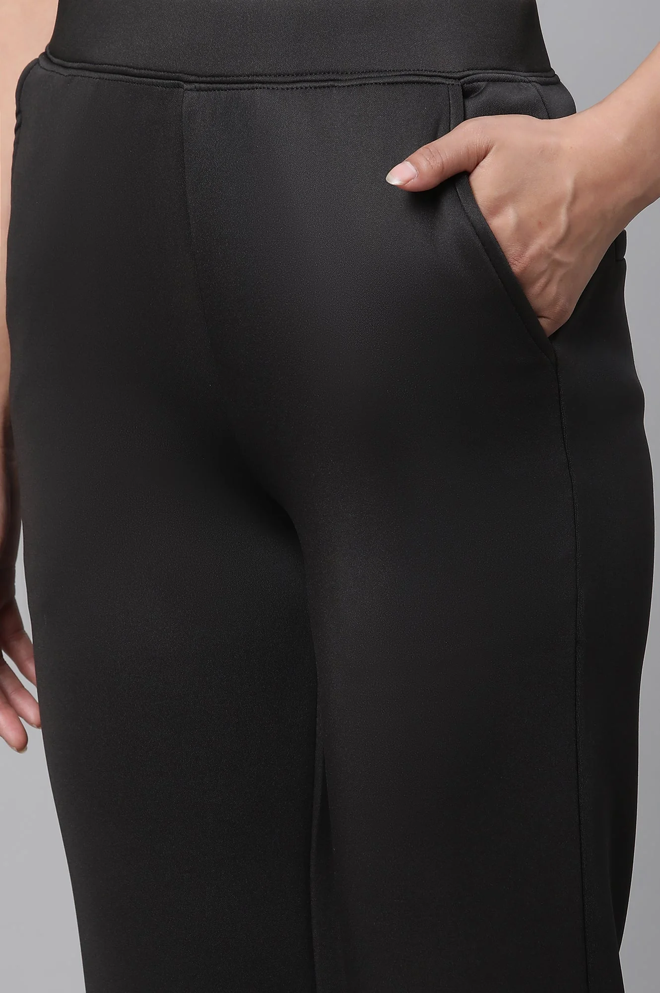 Elleven Women's Black Solid Straight Fit Pants With Side Pockets - Image 7