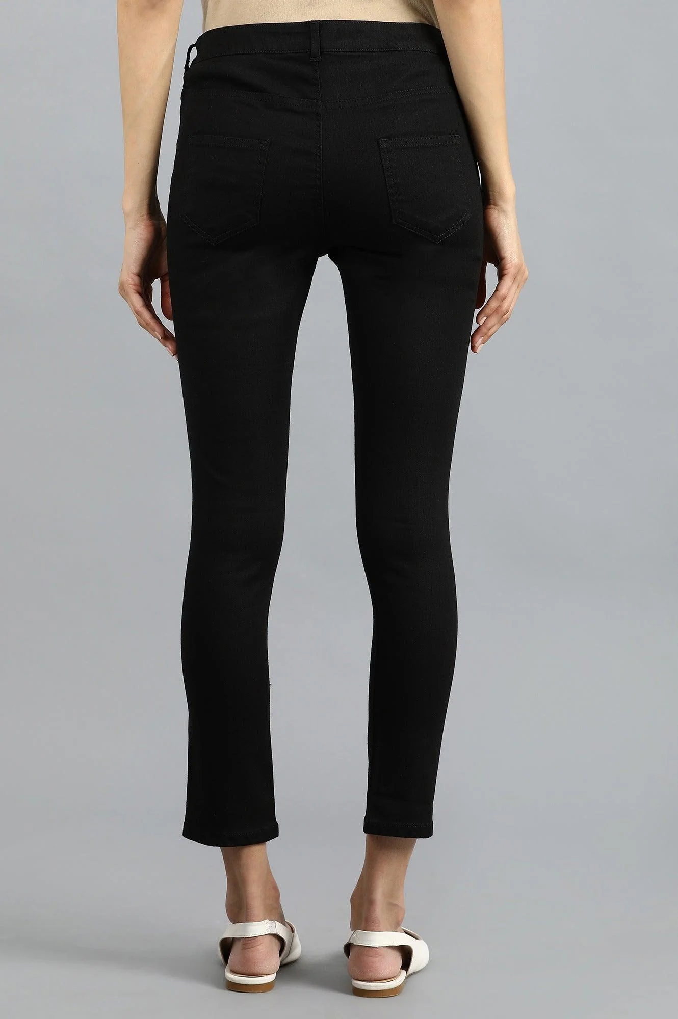 Black Denim Casual Jeggings - Image 5