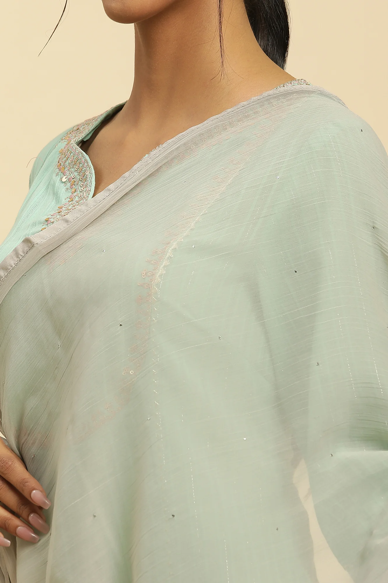 Silver Chiffon Dupatta - Image 4