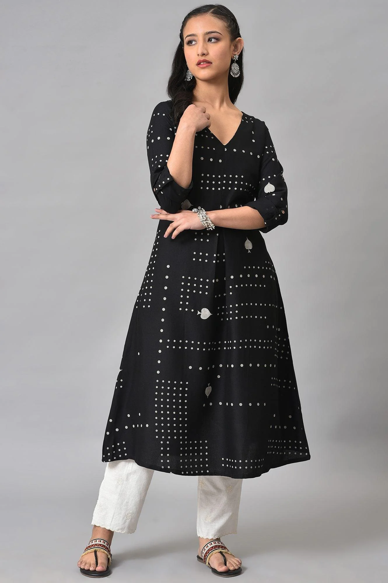 Black Easy Breezy Spade Printed Rayon kurta - Image 6
