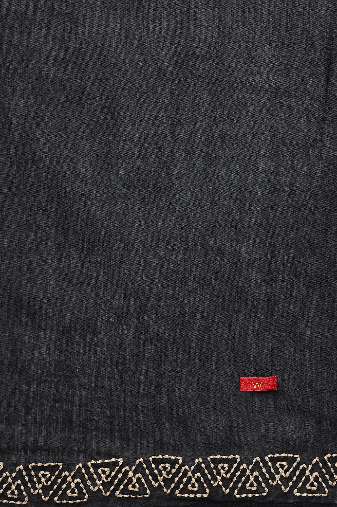 Black Embroidered and Patti detail Dupatta - Image 4