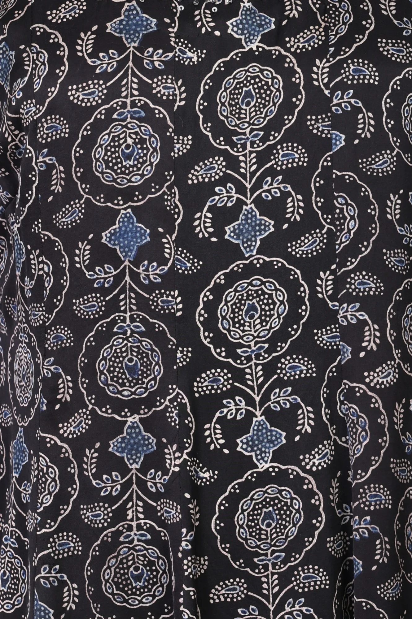 Black Embroidered Modal Satin A-line Kurta - Image 2