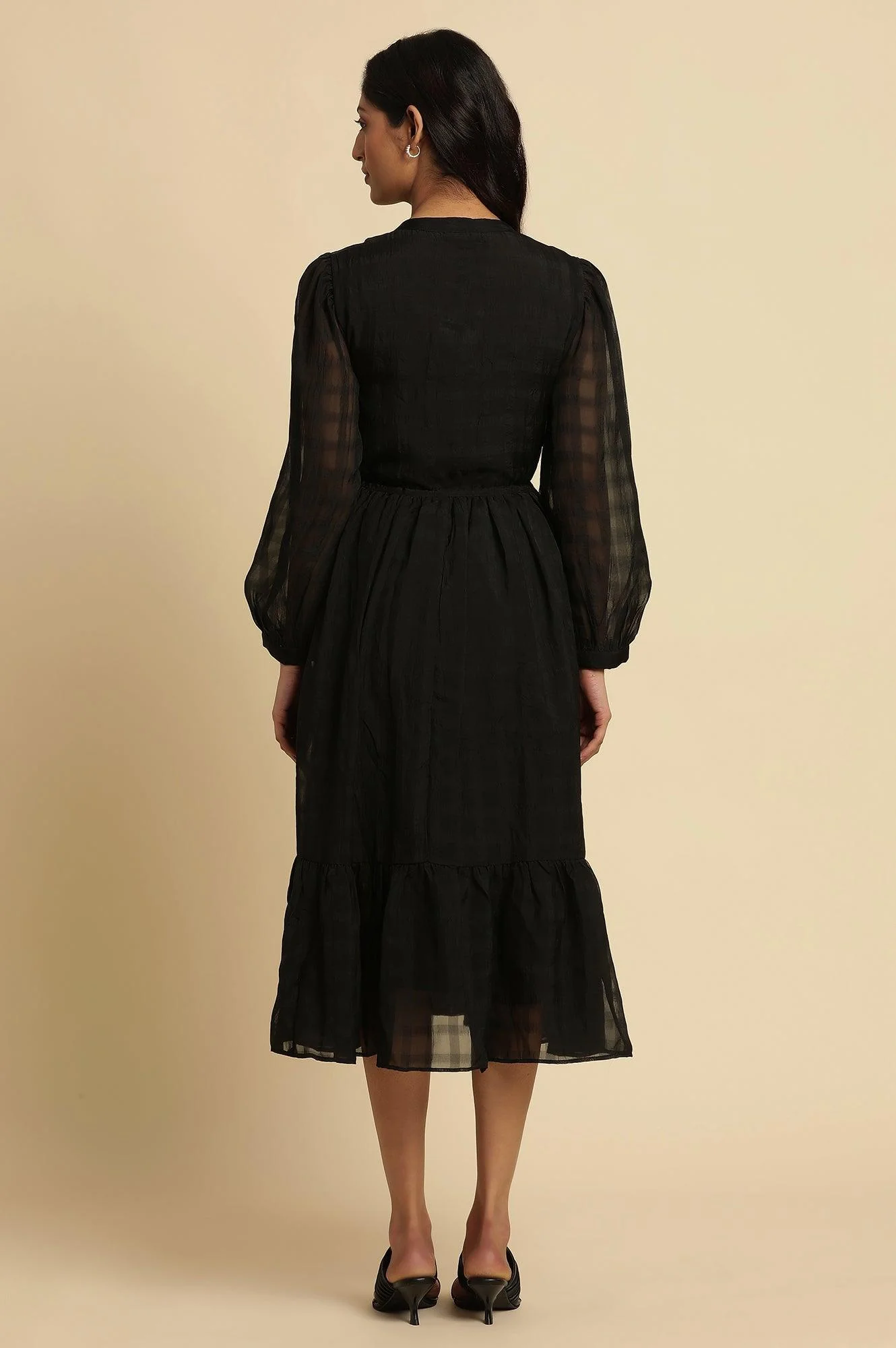 Black Embroidered Party Dress - Image 4