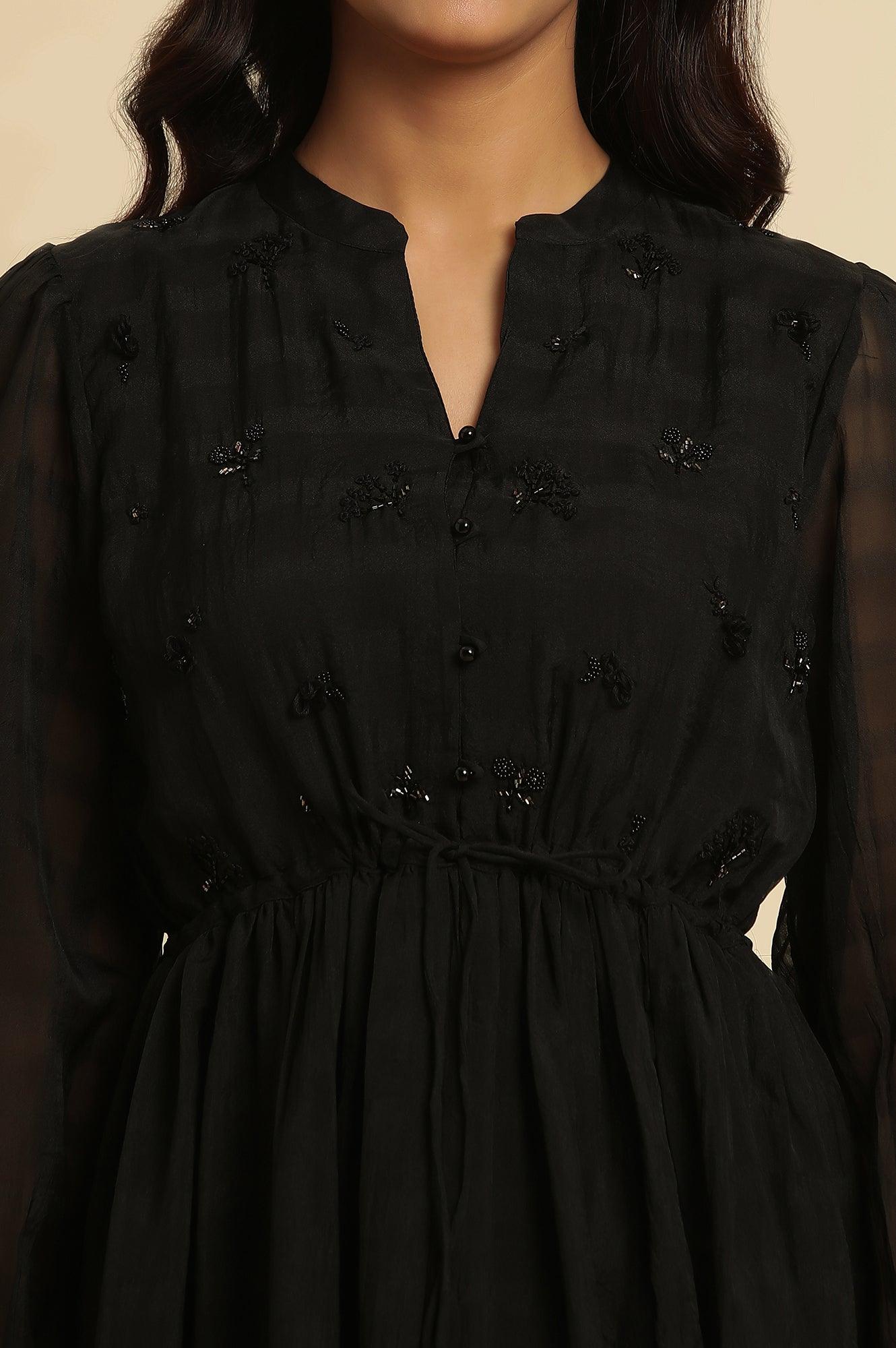 Black Embroidered Party Dress - Image 6