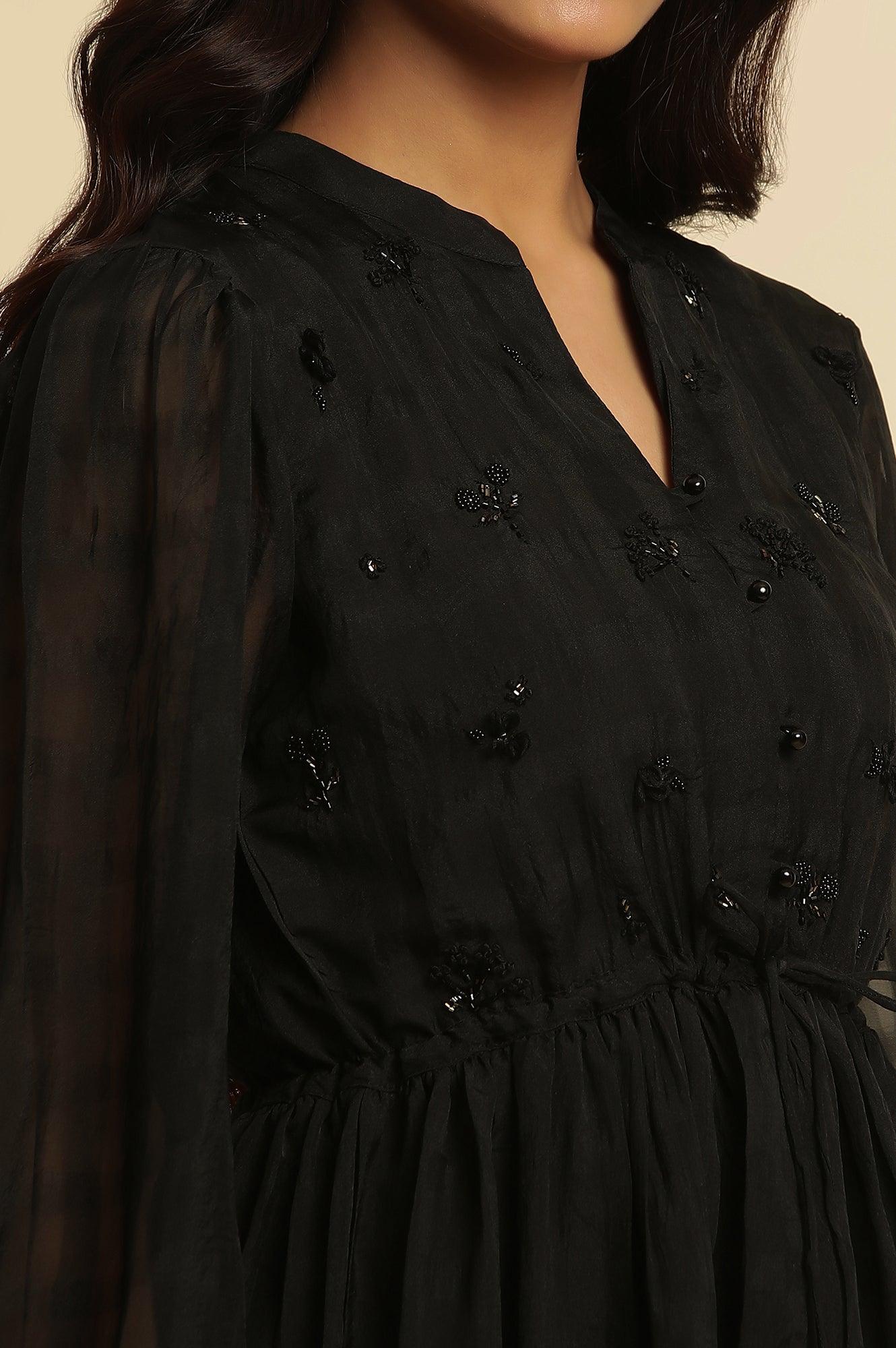 Black Embroidered Party Dress - Image 7