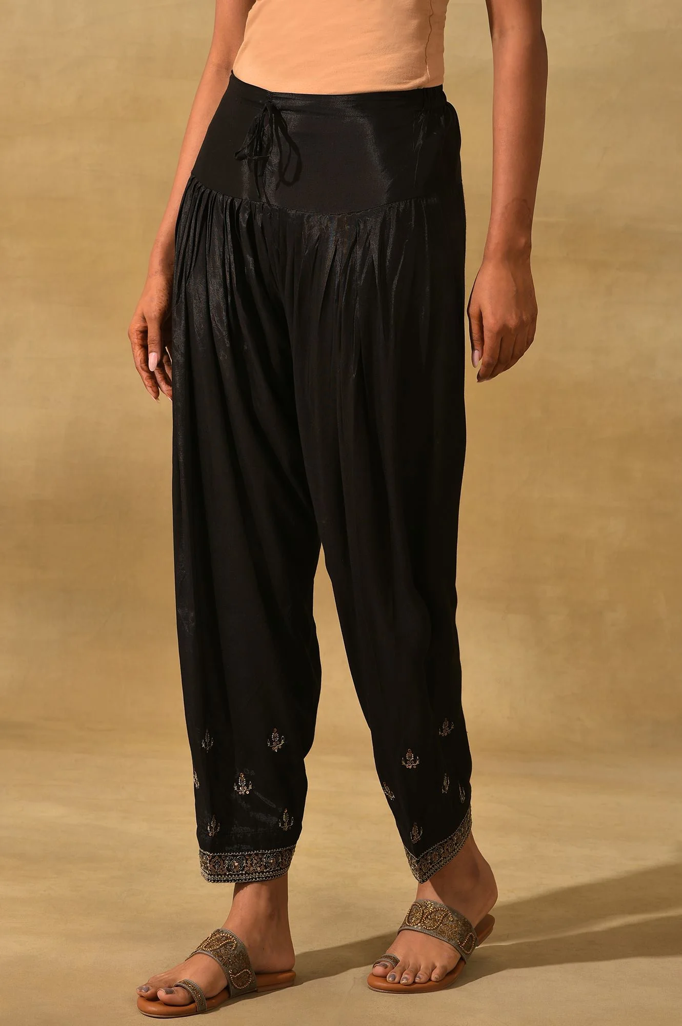 Black Embroidered Salwar Pants - Image 3