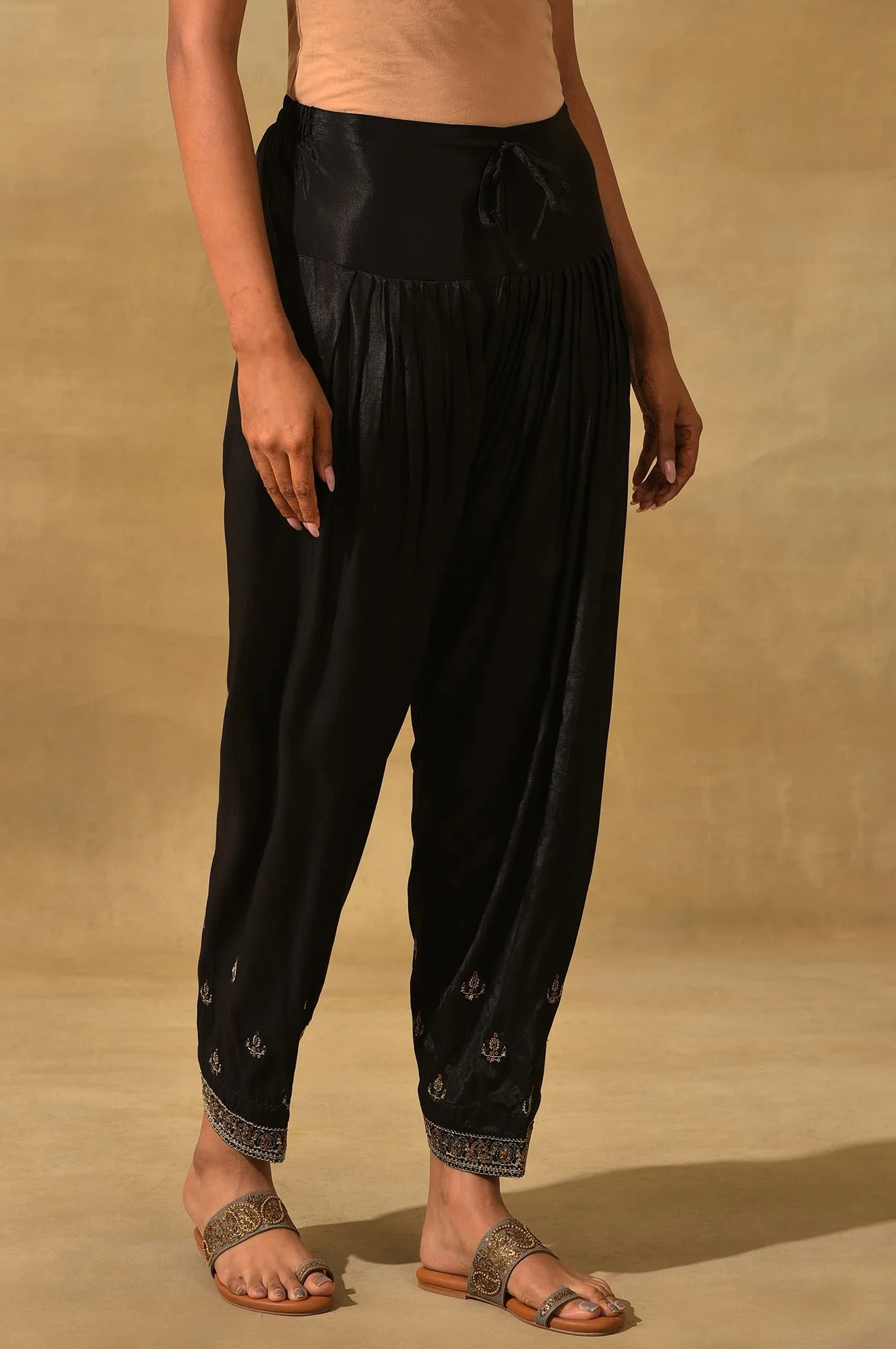Black Embroidered Salwar Pants - Image 4