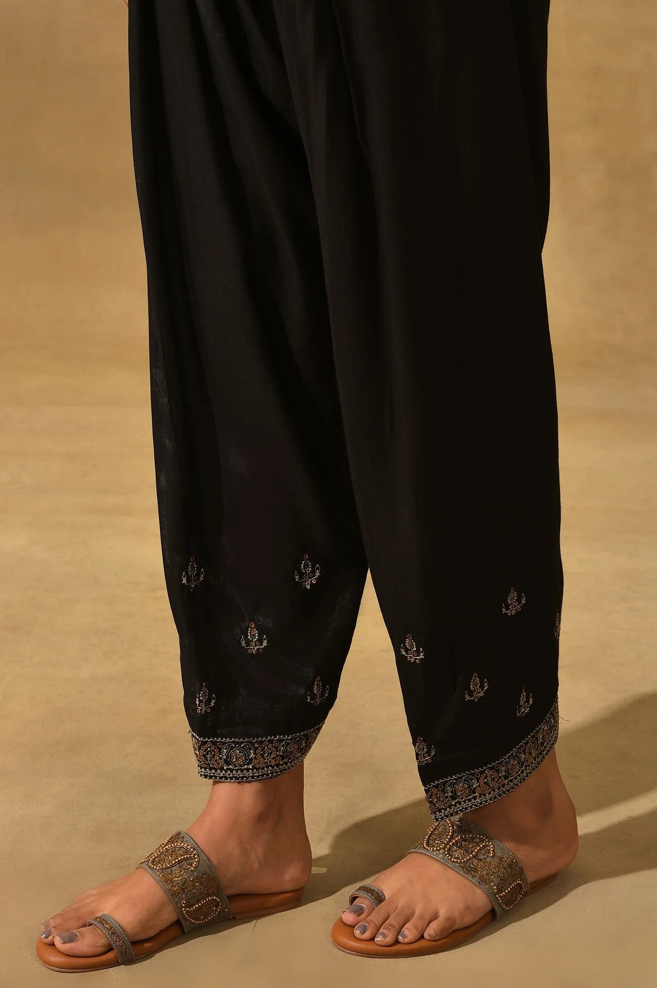 Black Embroidered Salwar Pants - Image 7