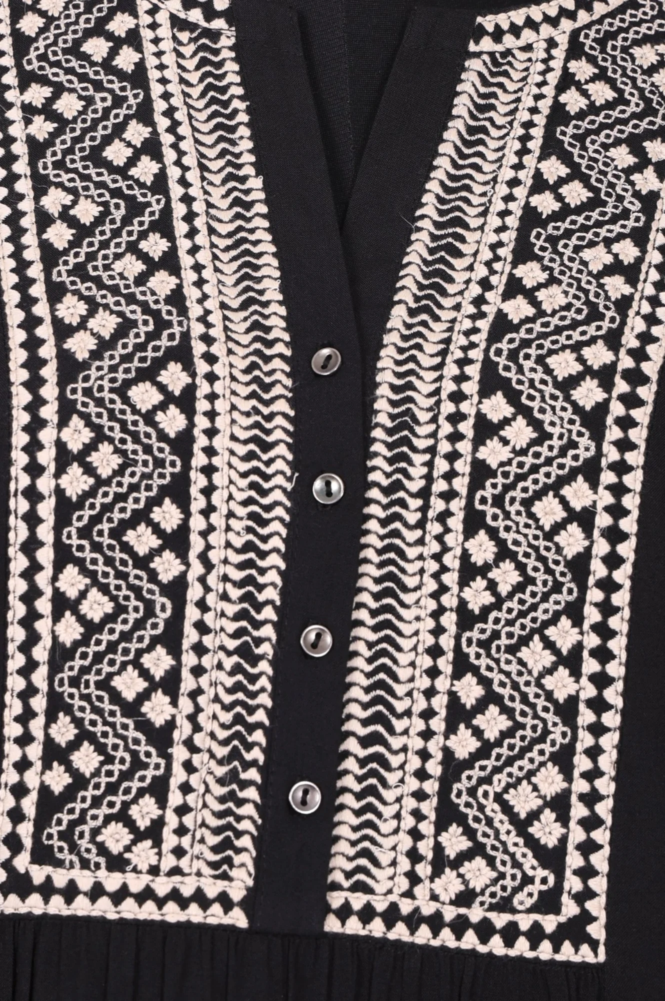 Black Ethnic Motifs Embroidered Straight Top - Image 2