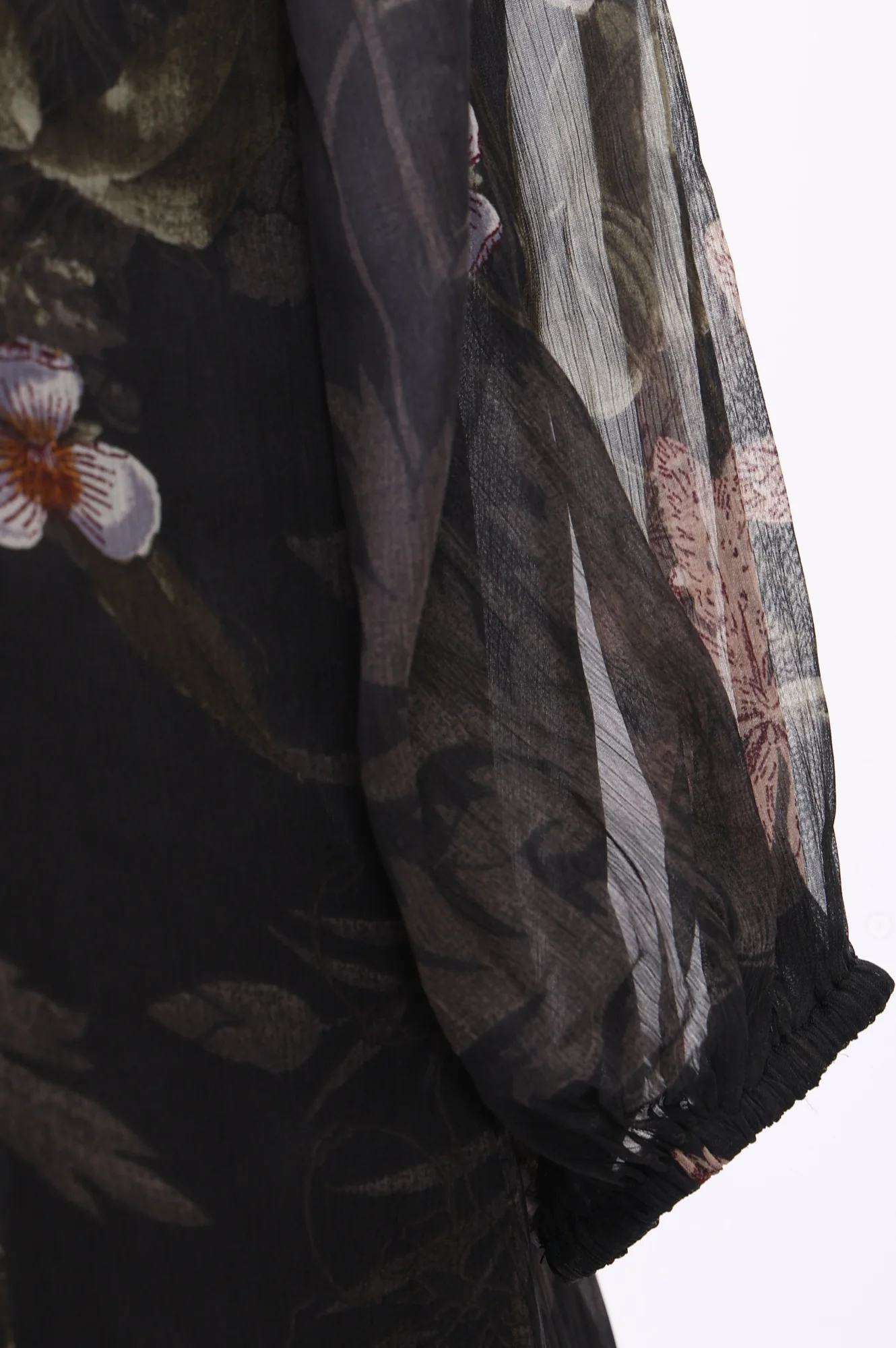 Black Floral Printed Chiffon Straight Kurta - Image 7
