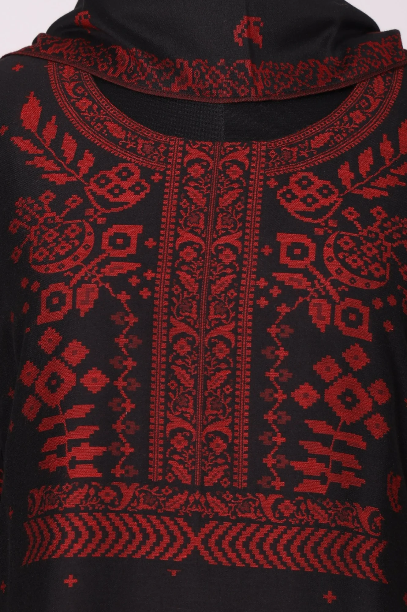 Black Floral Printed Jacquard Straight Kurta with Pants and Dupatta Set - Image 2