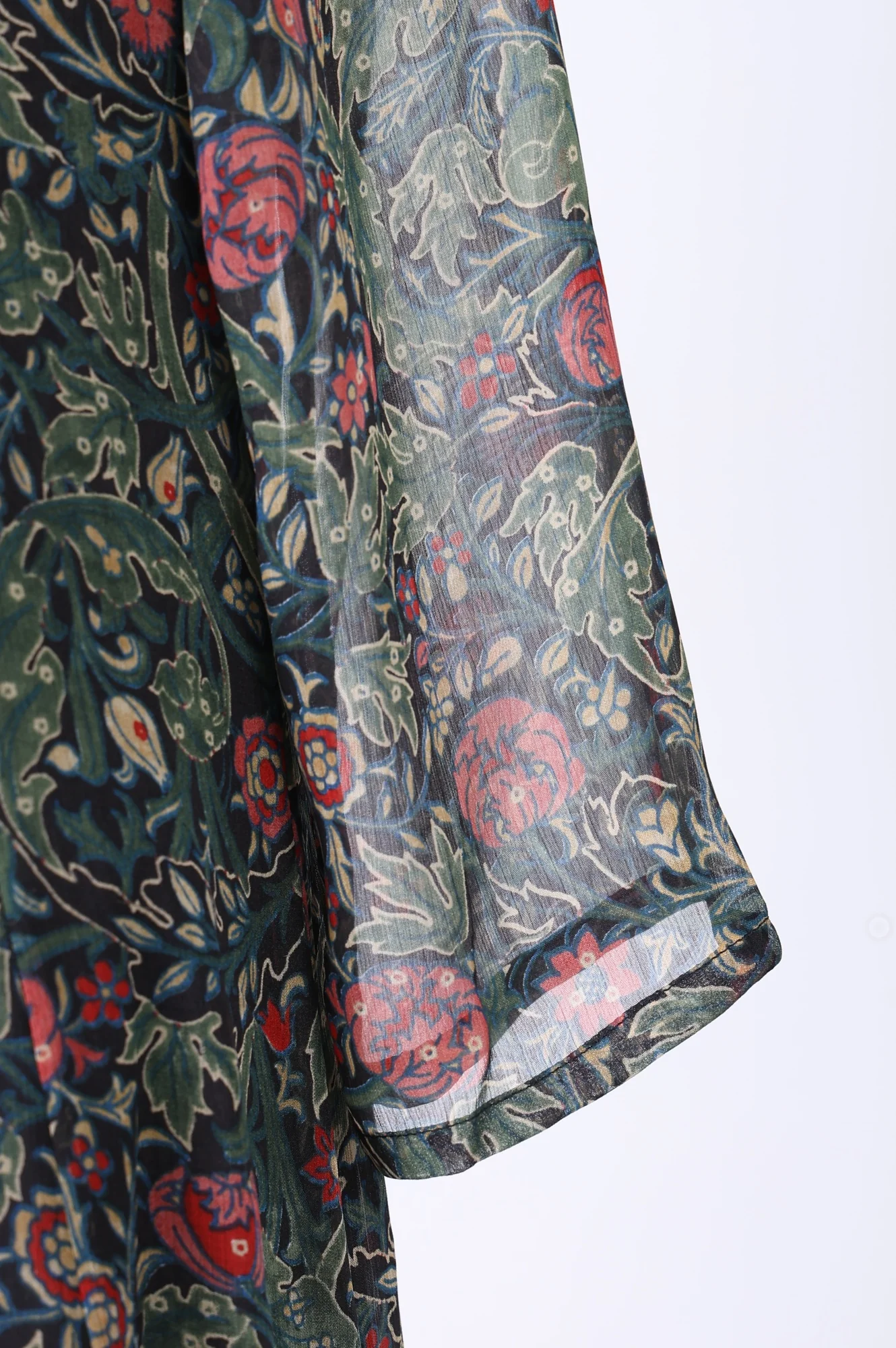 Black Floral Printed Sequins Chiffon Straight Kurta - Image 6