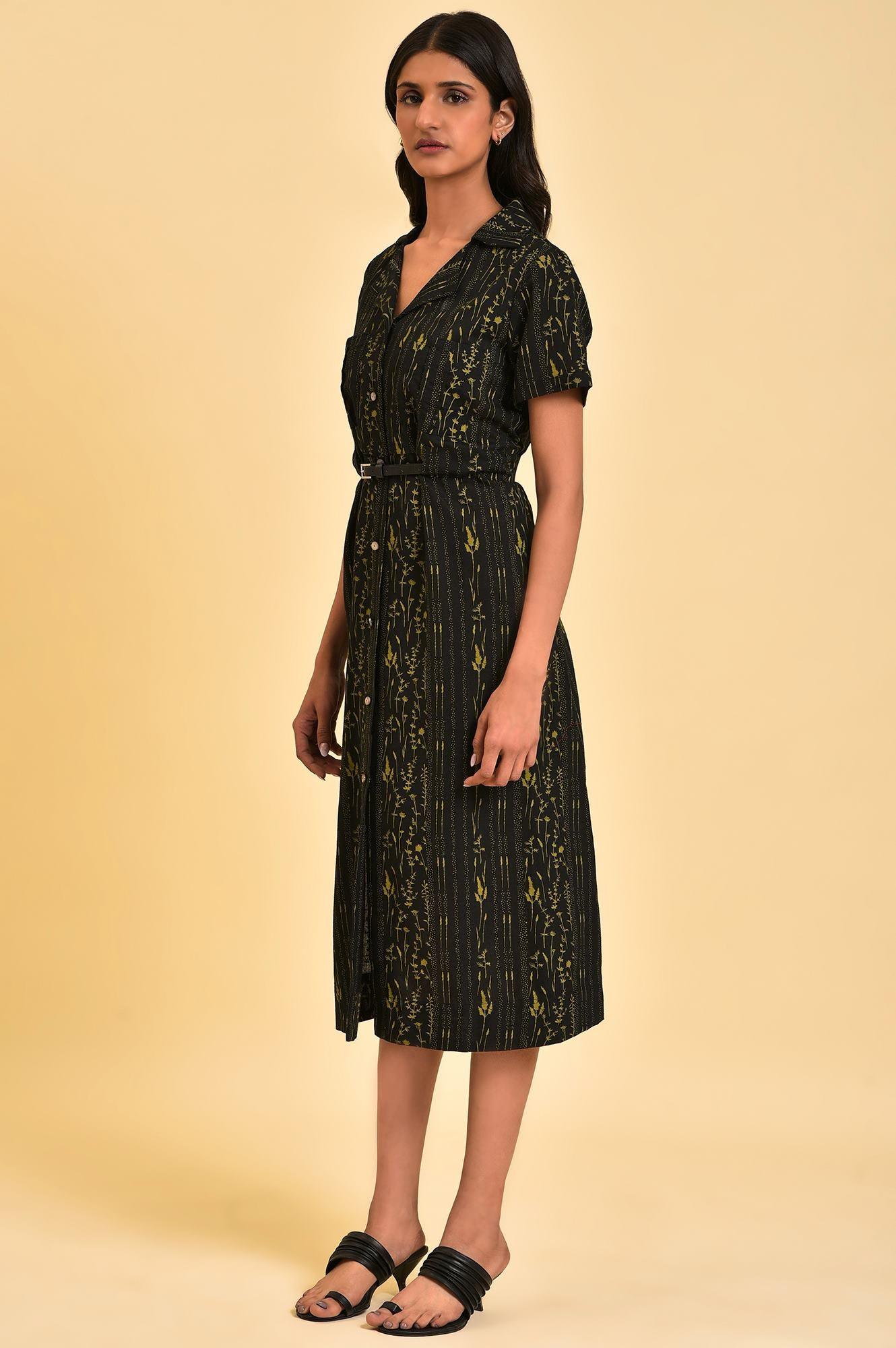 Black Floral Printed Vacation Dress - Image 3