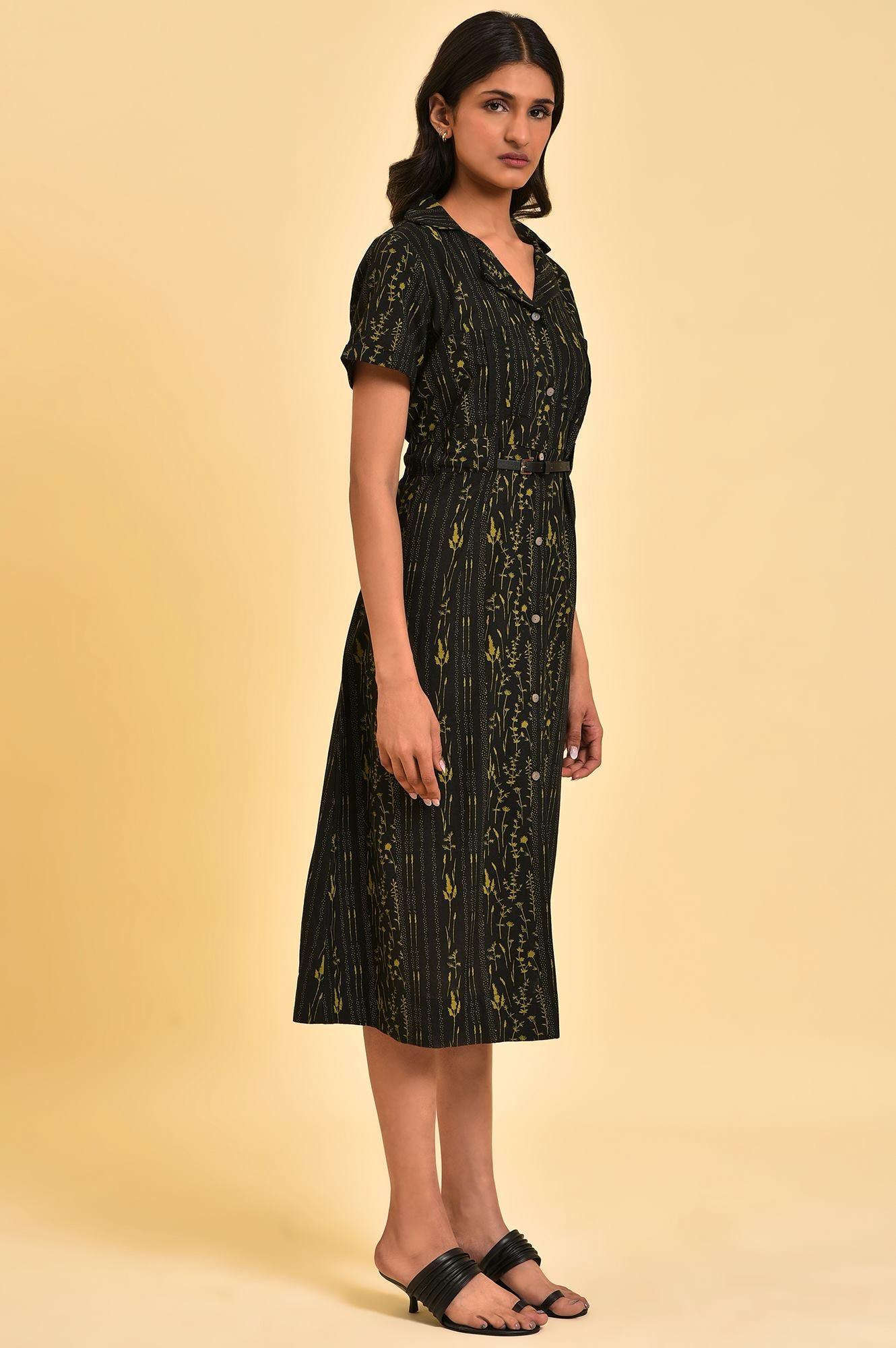 Black Floral Printed Vacation Dress - Image 4