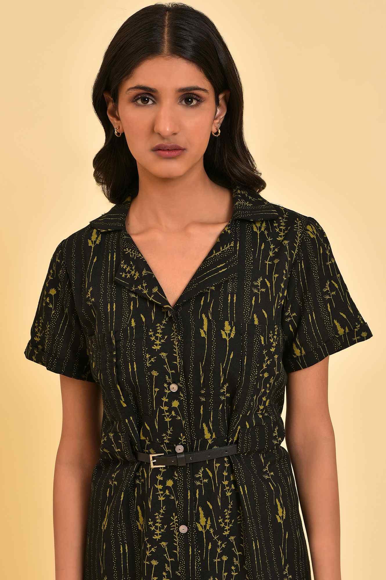 Black Floral Printed Vacation Dress - Image 5