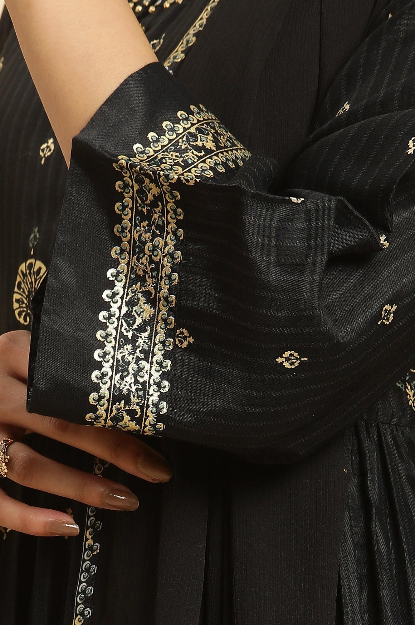 Black Kurta, Pants and Dupatta Festive Set - Image 7
