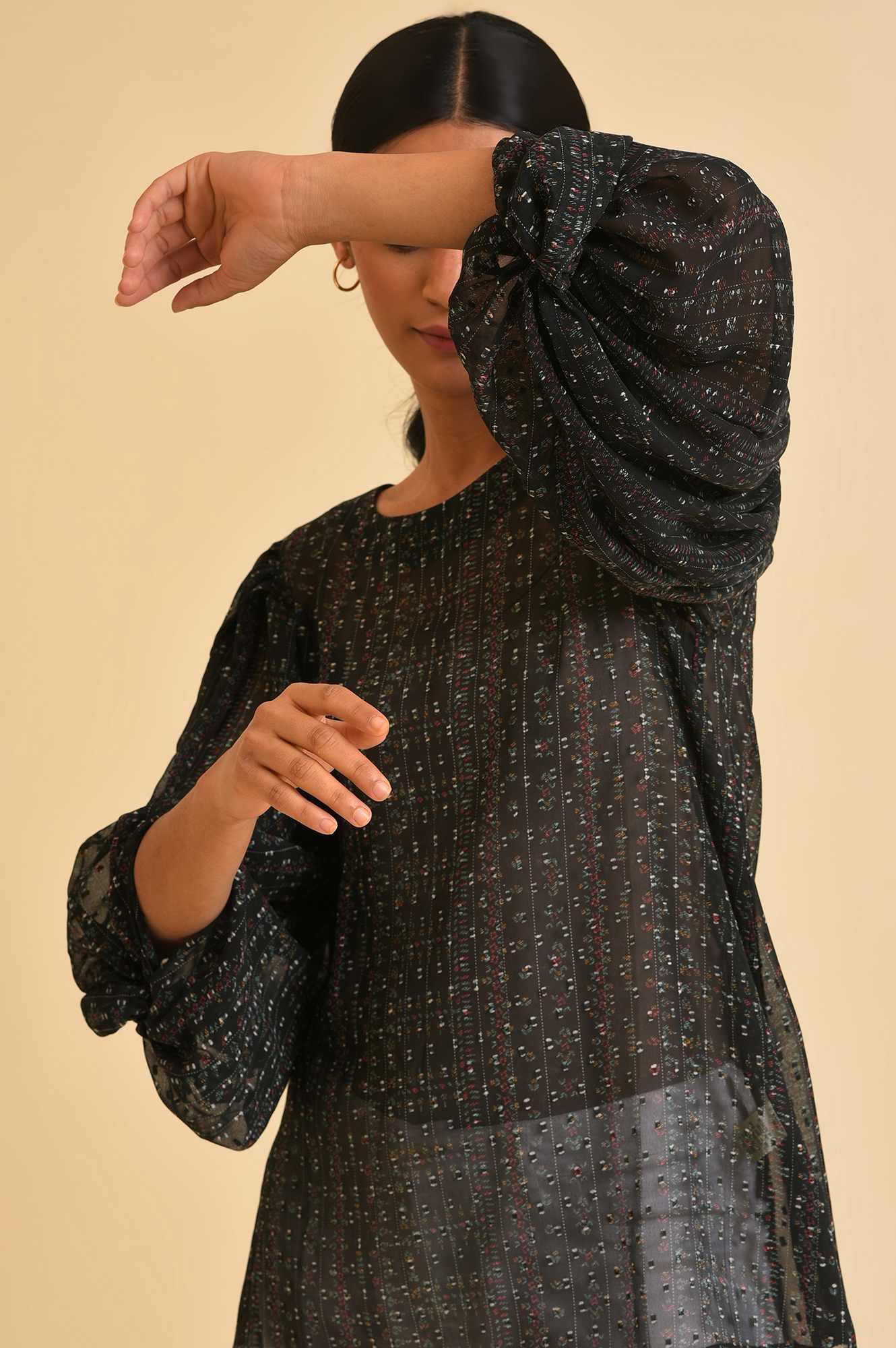 Black Georgette Textured Top - Image 5