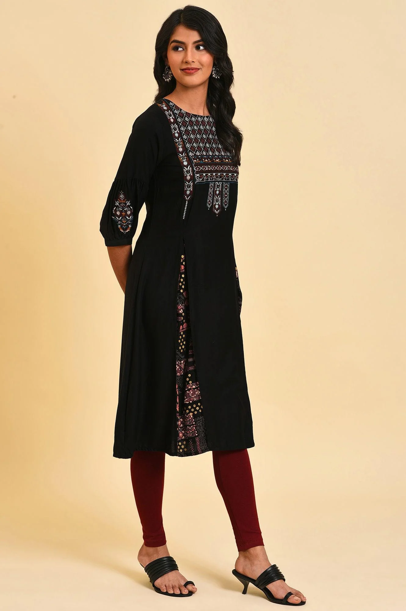 Black Godget Plus Size Tunic with Multi-coloured Embroidery - Image 4