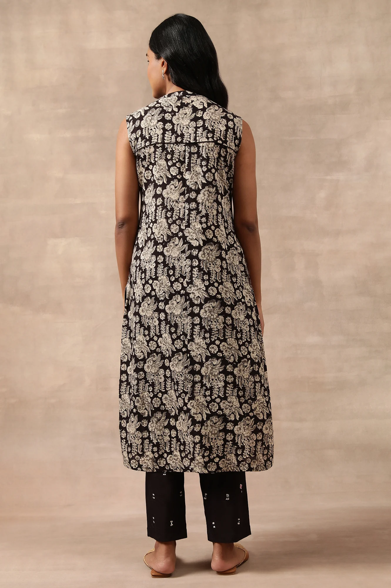 Black Hand Block Printed Shirtdress - Image 2