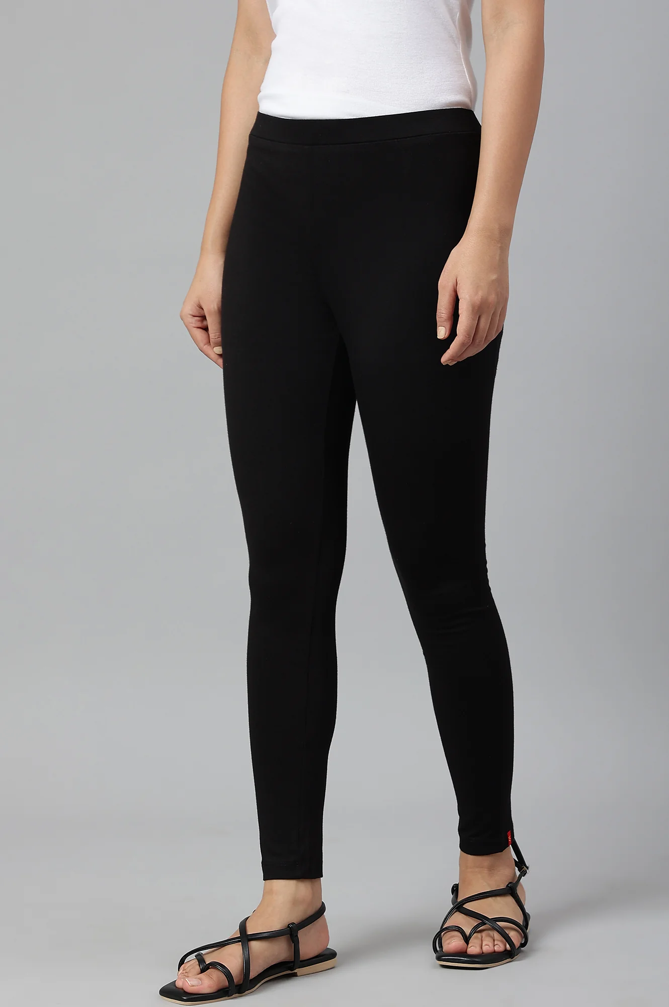 Black Knitted Cotton Lycra Tights - Image 2
