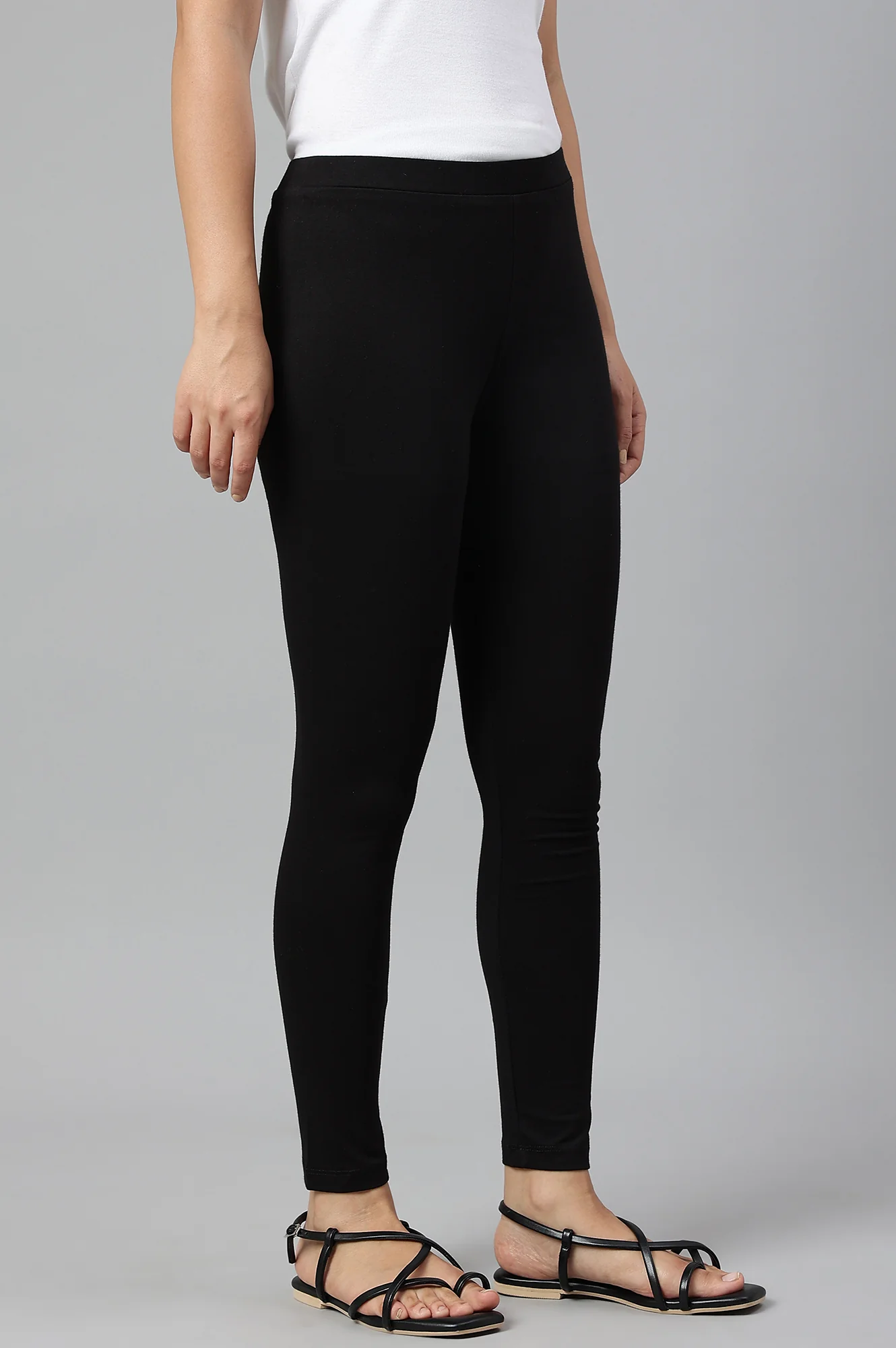 Black Knitted Cotton Lycra Tights - Image 3