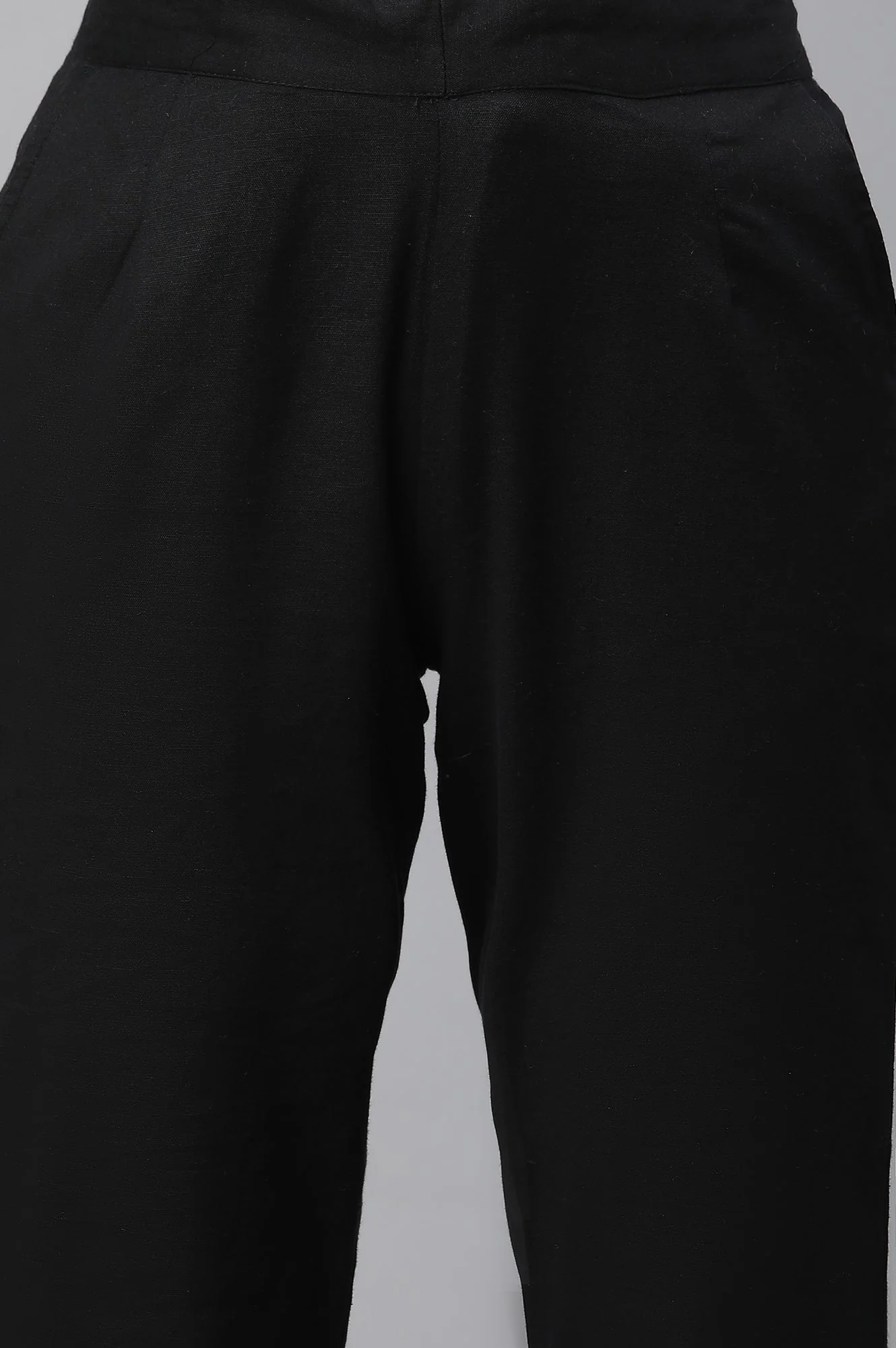 Elleven Women's Black Solid Straight Fit Cotton Trousers With Lace Insert - Image 7