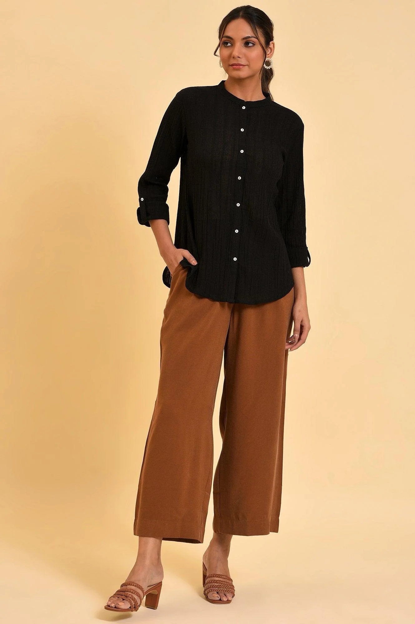 Black Mandarin Collar Top - Image 5
