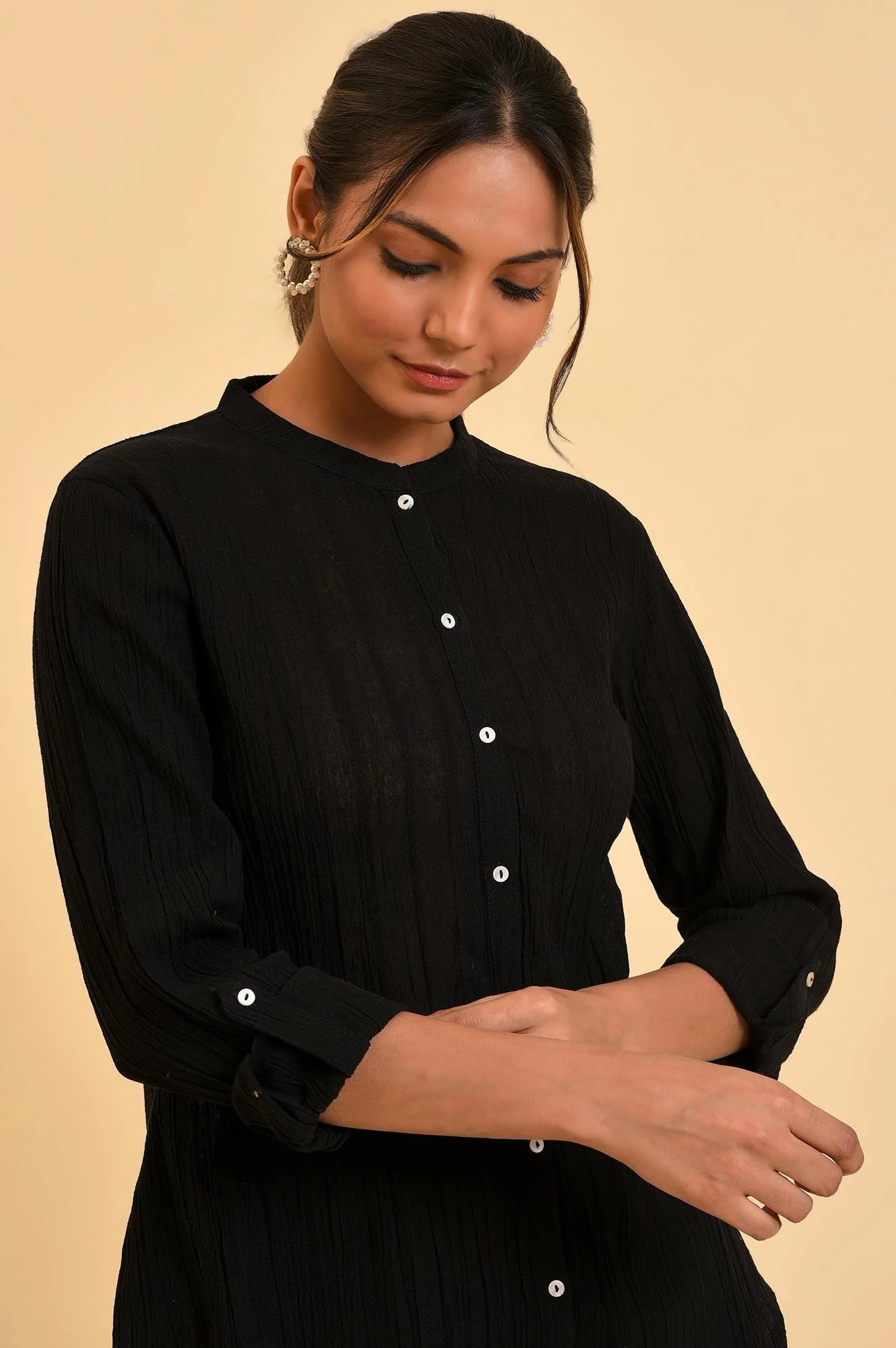 Black Mandarin Collar Top - Image 6