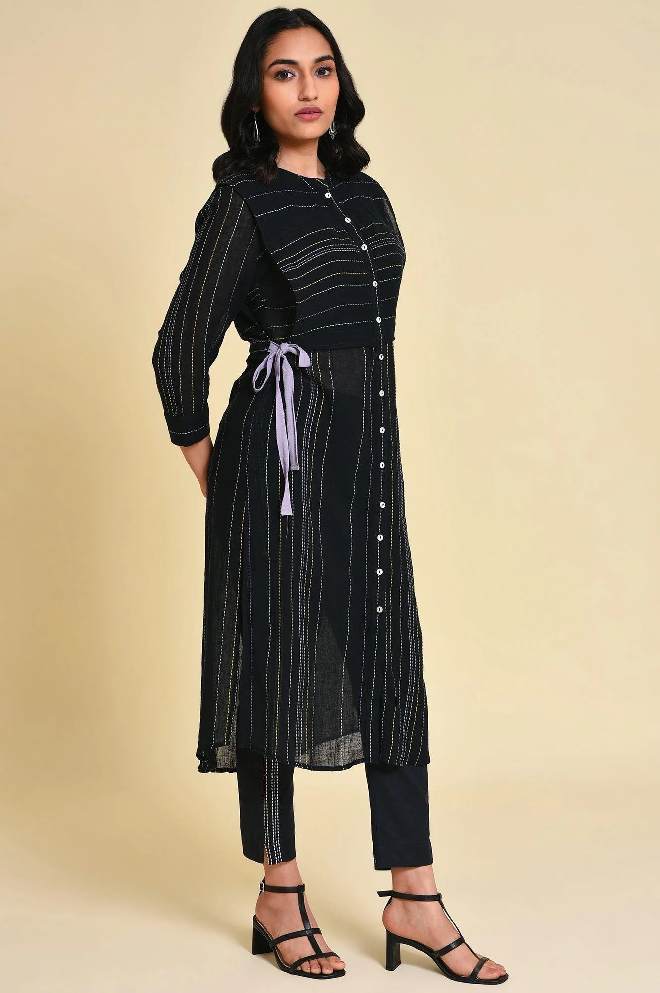 Black Mock Vest Plus Size kurta - Image 4