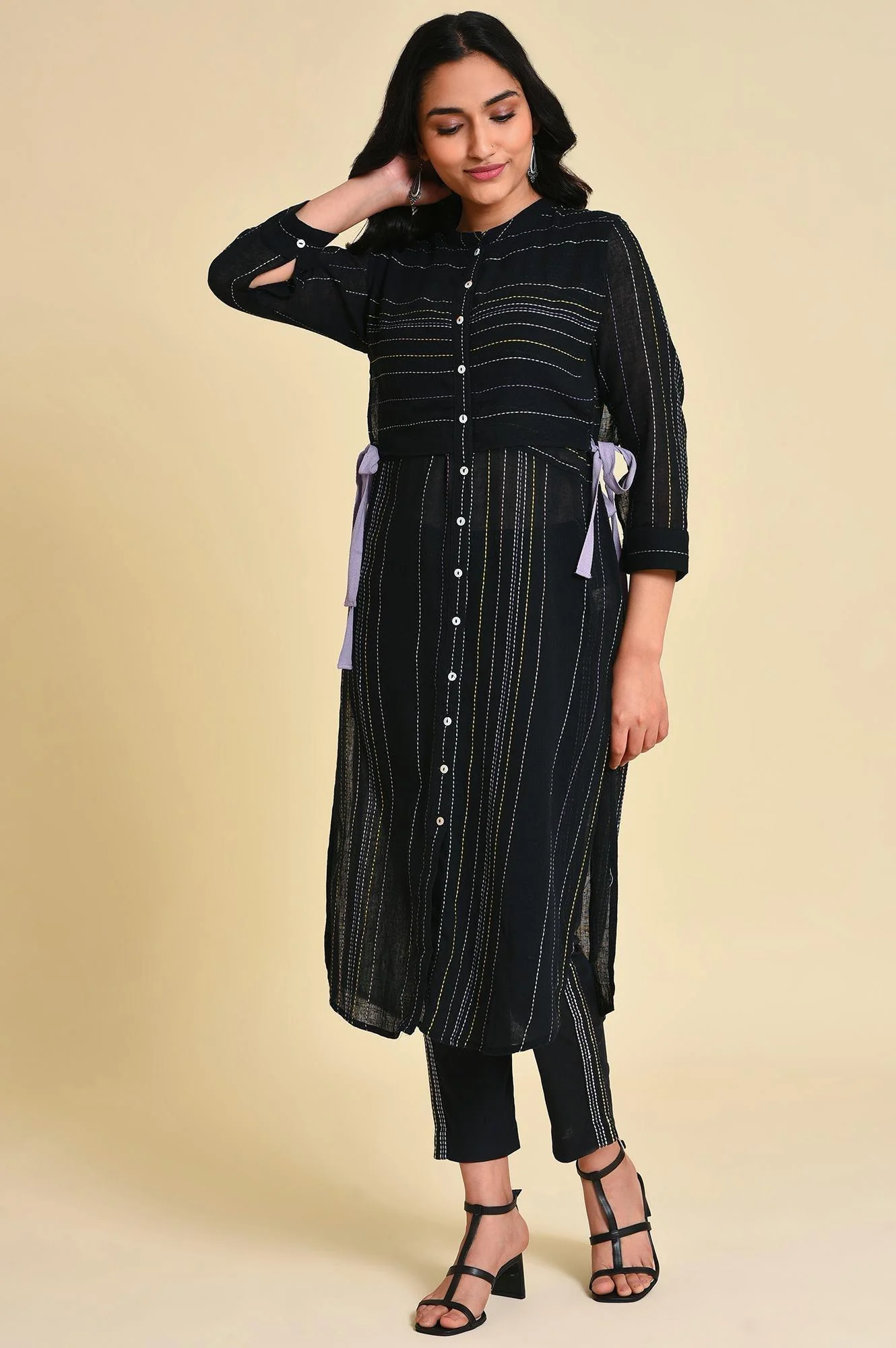 Black Mock Vest Plus Size kurta - Image 6