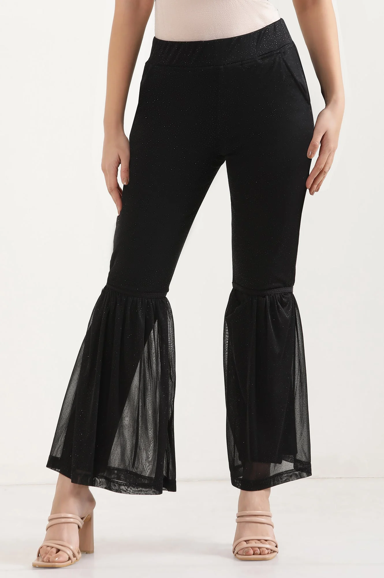 Elleven Women's Black Printed Flared Sharara With Elasticated Waist - Image 2