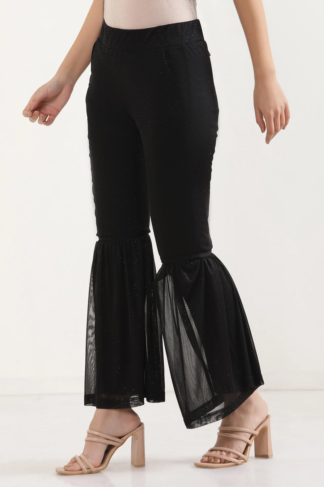 Elleven Women's Black Printed Flared Sharara With Elasticated Waist - Image 3