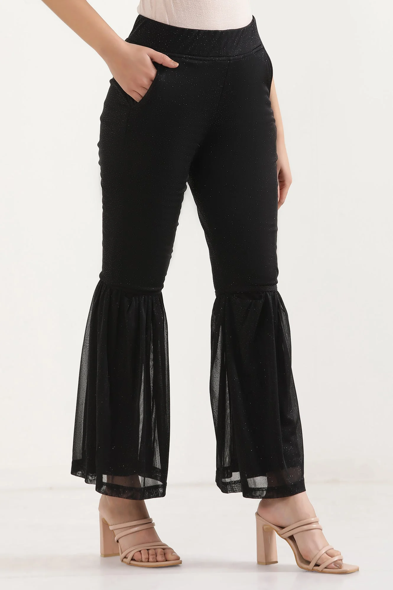 Elleven Women's Black Printed Flared Sharara With Elasticated Waist - Image 5